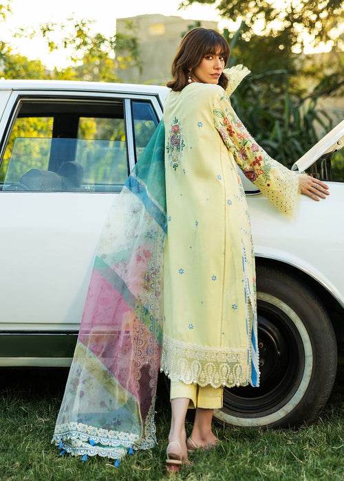 Siraa By Sadaf Fawad Khan Luxury Embroidered Lawn'25 Unstitched 3pcs - Jotey