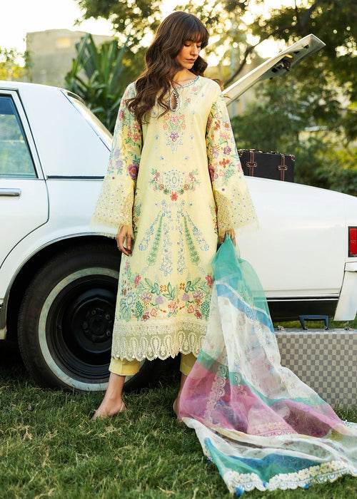 Siraa By Sadaf Fawad Khan Luxury Embroidered Lawn'25 Unstitched 3pcs - Jotey