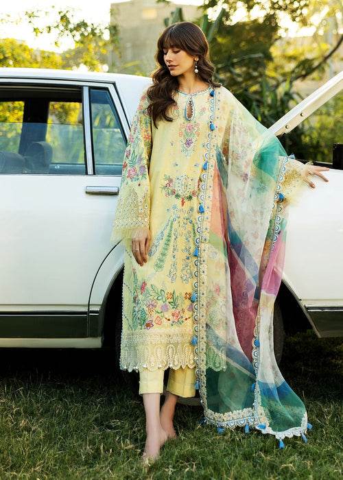 Siraa By Sadaf Fawad Khan Luxury Embroidered Lawn'25 Unstitched 3pcs - Jotey