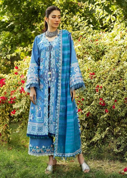 Siraa By Sadaf Fawad Khan Luxury Embroidered Lawn'25 Unstitched 3pcs - Jotey