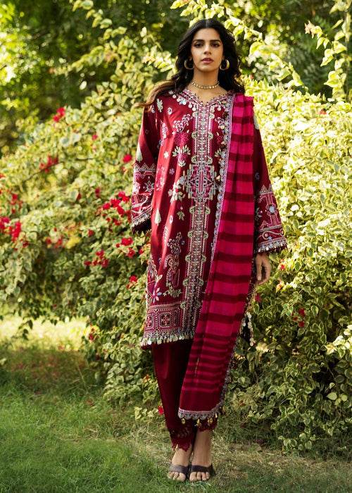 Siraa By Sadaf Fawad Khan Luxury Embroidered Lawn'25 Unstitched 3pcs - Jotey