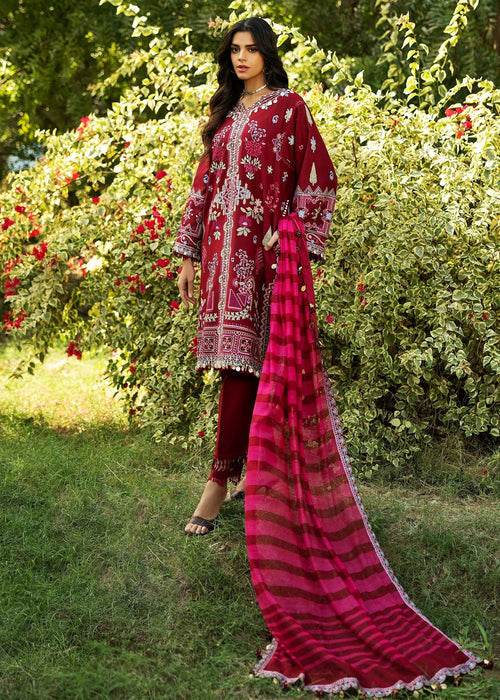 Siraa By Sadaf Fawad Khan Luxury Embroidered Lawn'25 Unstitched 3pcs - Jotey