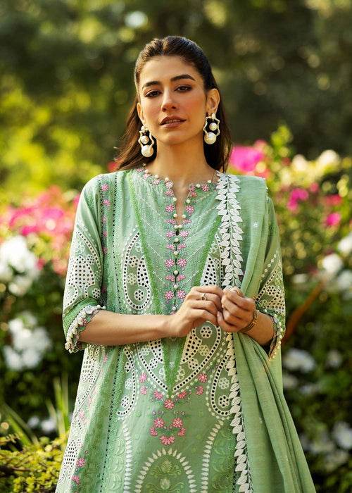 Siraa By Sadaf Fawad Khan Luxury Embroidered Lawn'25 Unstitched 3pcs - Jotey