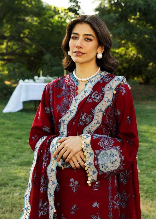 Siraa By Sadaf Fawad Khan Luxury Embroidered Lawn'25 Unstitched 3pcs - Jotey