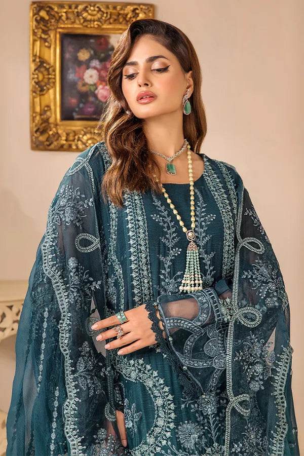 ZA Clothes Embroidered Chiffon Ready to wear 3pcs - Jotey