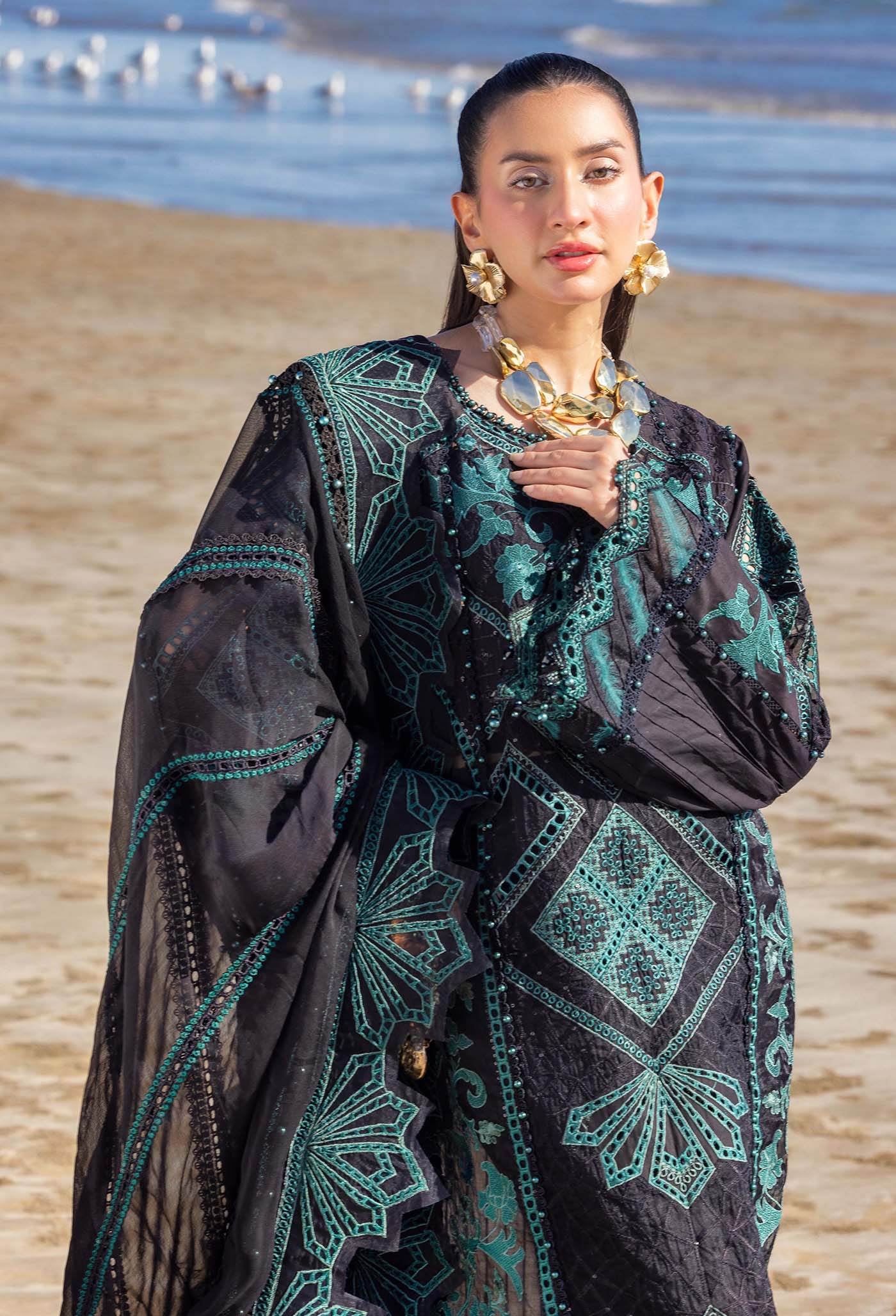 Adans Libas Lasserkari Embroidered Premium Lawn Unstitched 3 Piece - Jotey