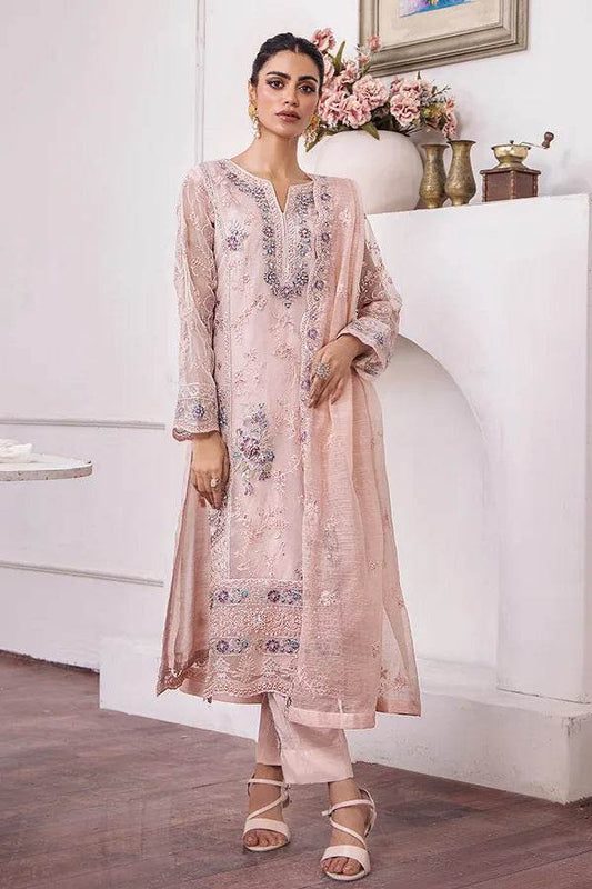 ZA Clothes MUZAYYAN Embroidered Organza Ready to wear 3pcs - Jotey