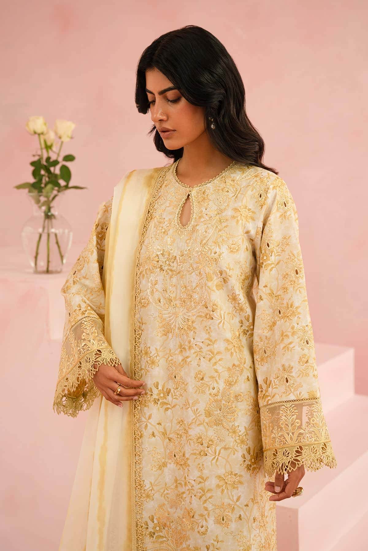 Floral Charm By Afrozeh Embroidered Lawn Unstitched 3pcs - Jotey