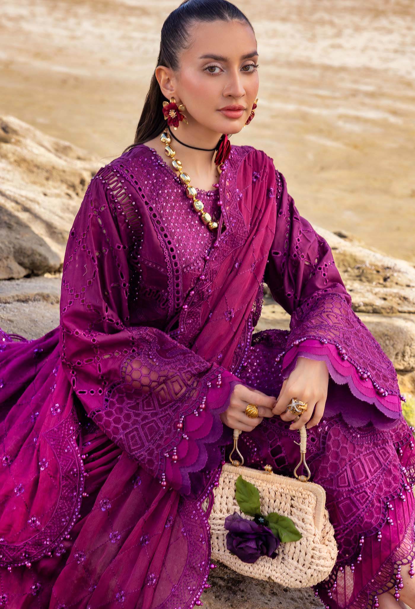 Adans Libas Lasserkari Embroidered Premium Lawn Unstitched 3 Piece - Jotey