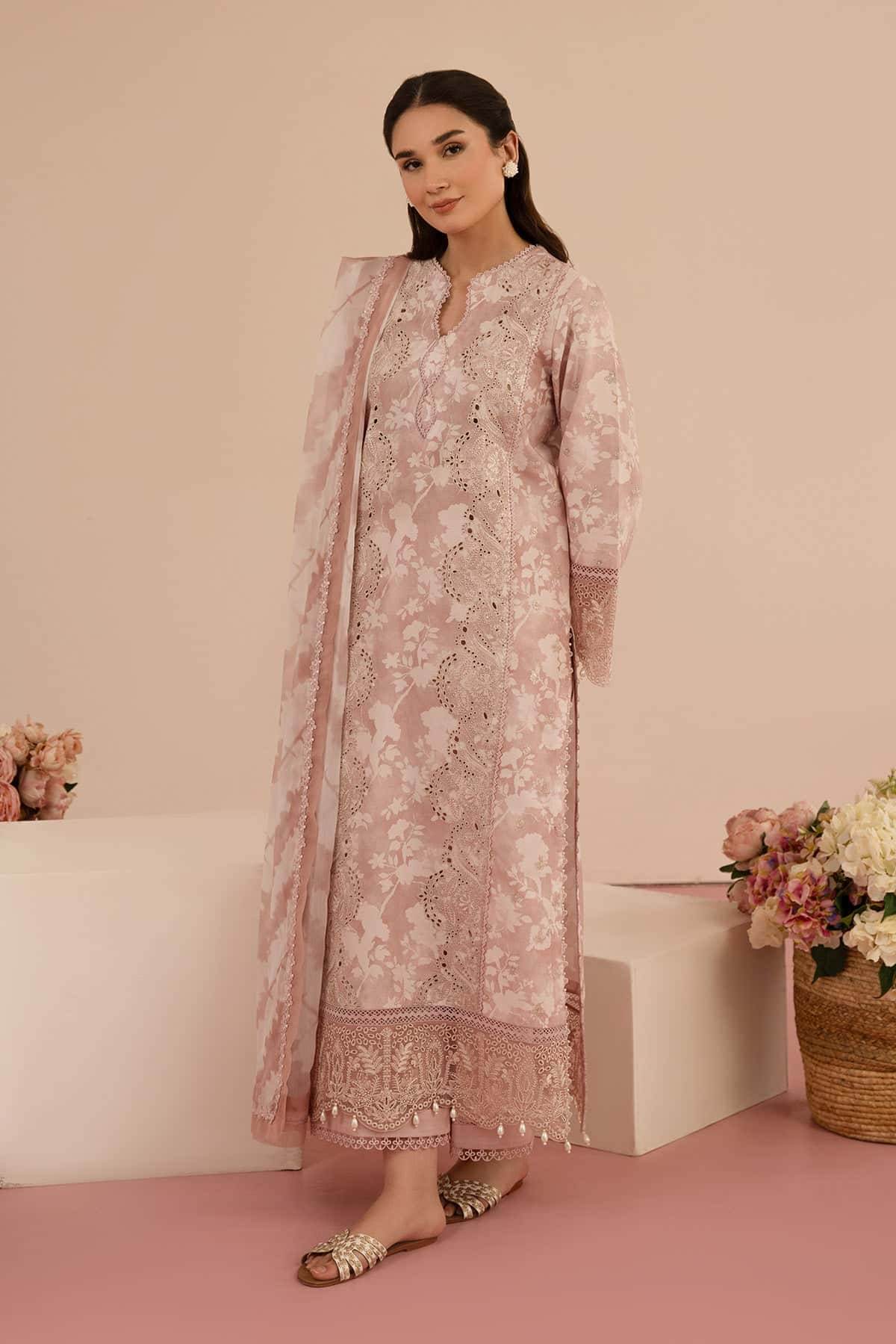 Floral Charm By Afrozeh Embroidered Lawn Unstitched 3pcs - Jotey
