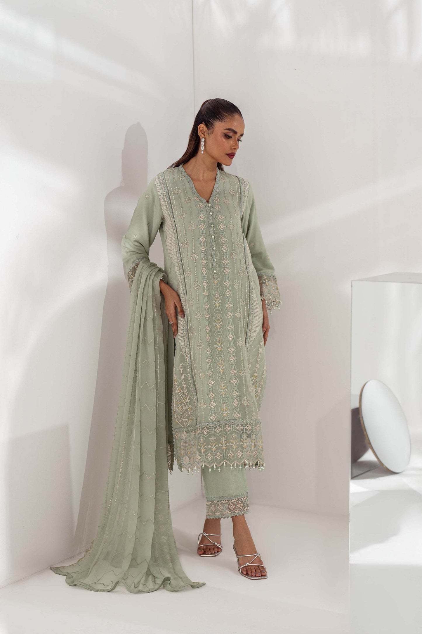 Mehru By Guzel Embroidered Stitched Chiffon 3pcs - Jotey
