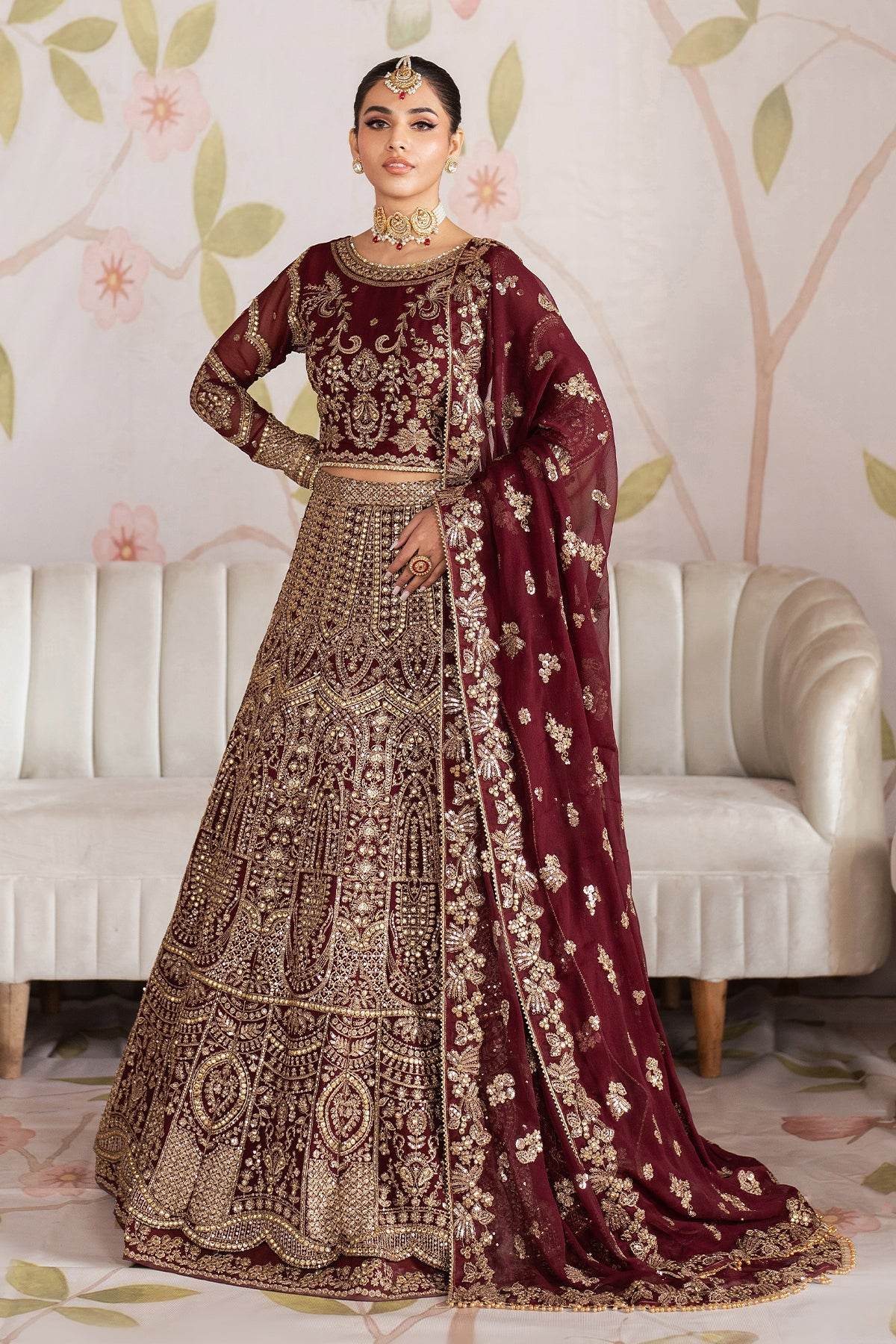 Shehnai By Zarif Embroidered Luxury Wedding Unstitched 3pcs - Jotey