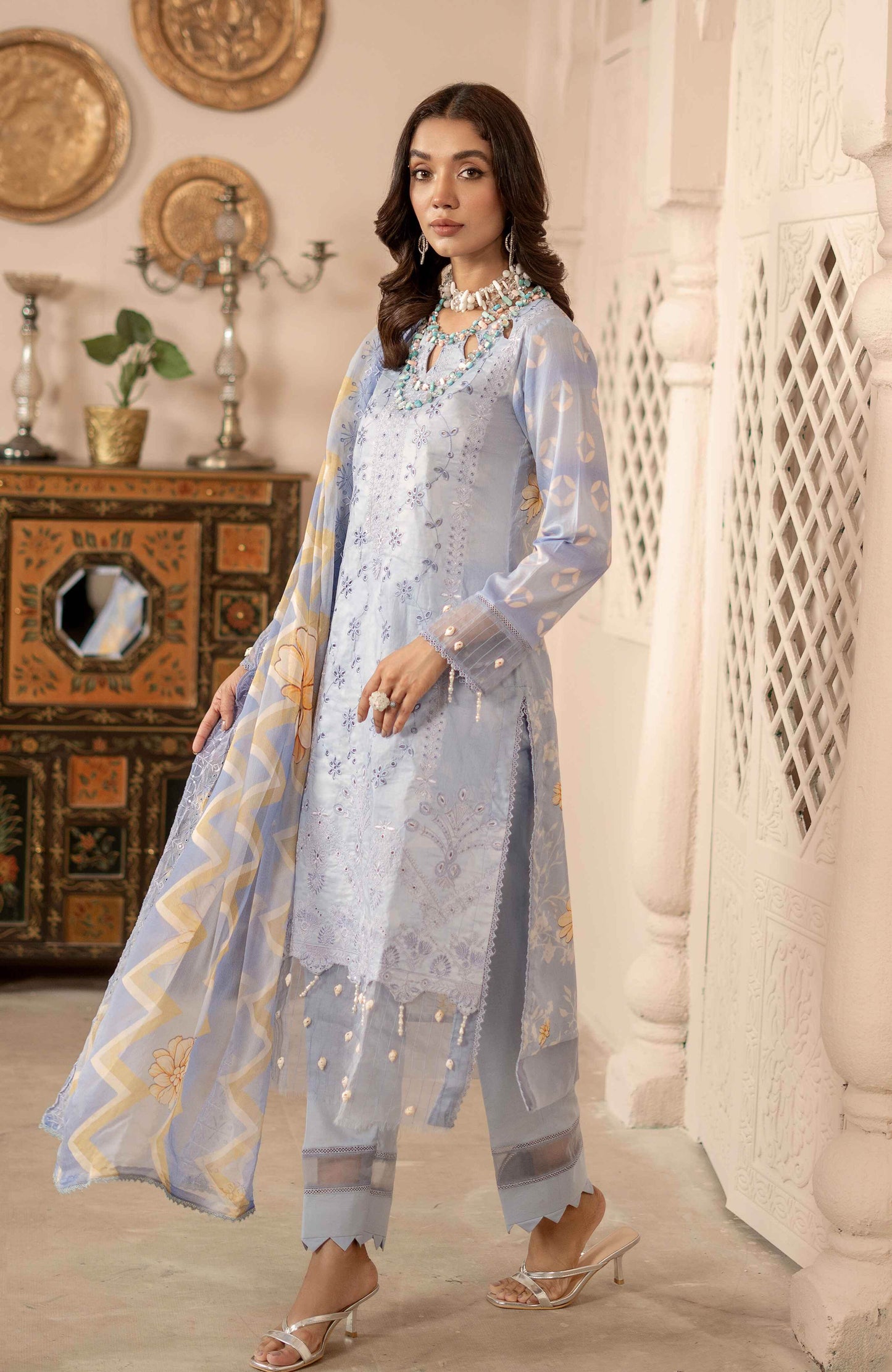 Sunshine Bloom By Alzohaib Premium Printed Embroidered Unstitched 3pcs - Jotey