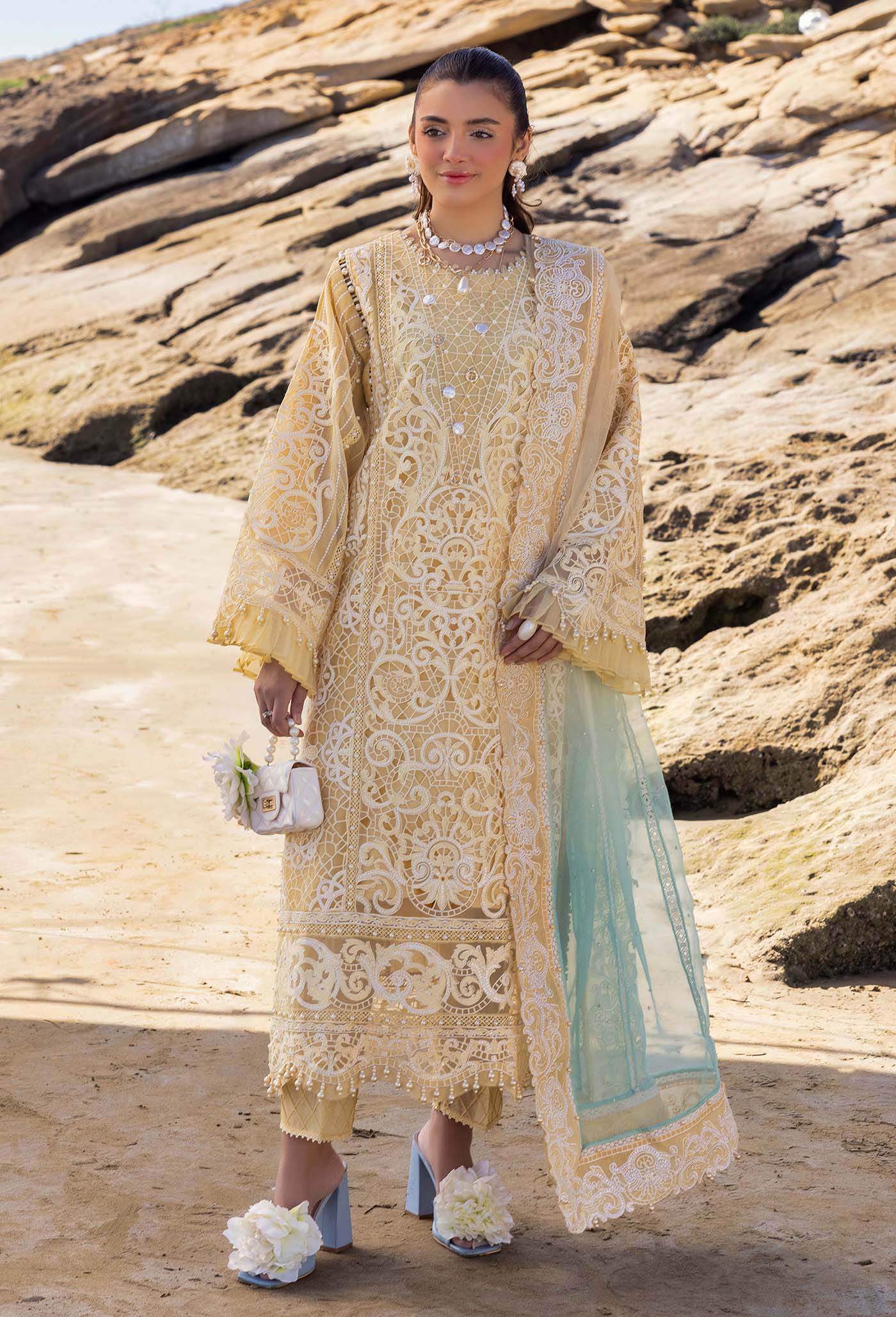 Adans Libas Lasserkari Embroidered Premium Lawn Unstitched 3 Piece - Jotey