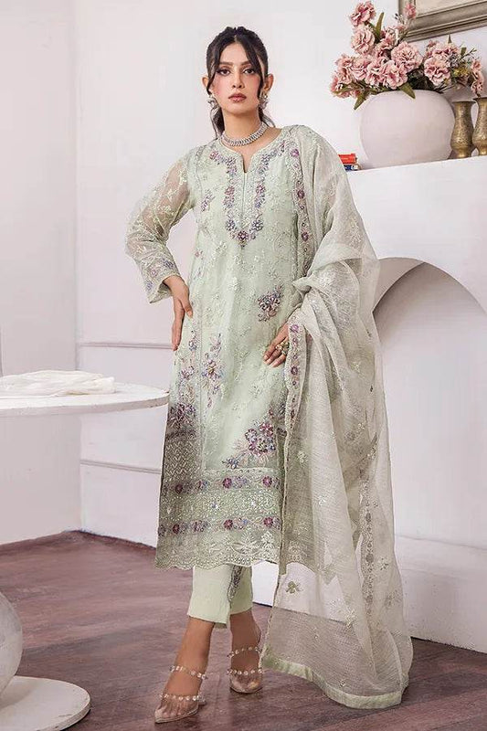 ZA Clothes MUZAYYAN Embroidered Organza Ready to wear 3pcs - Jotey