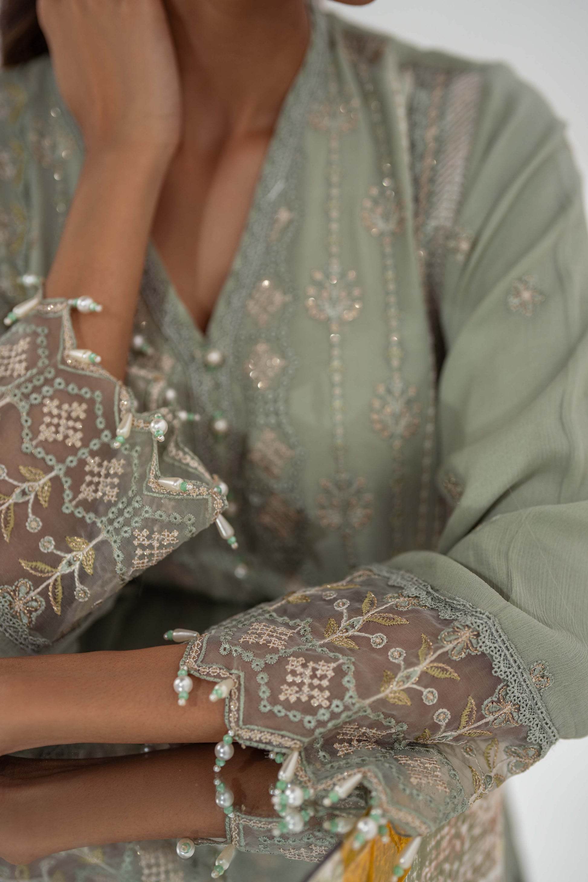 Mehru By Guzel Embroidered Stitched Chiffon 3pcs - Jotey