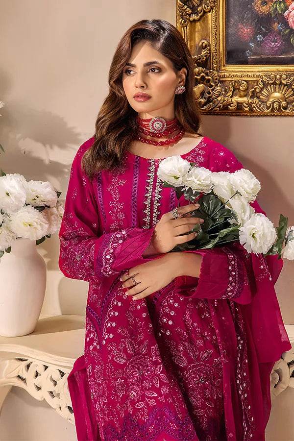 ZA Clothes Embroidered Chiffon Ready to wear 3pcs - Jotey