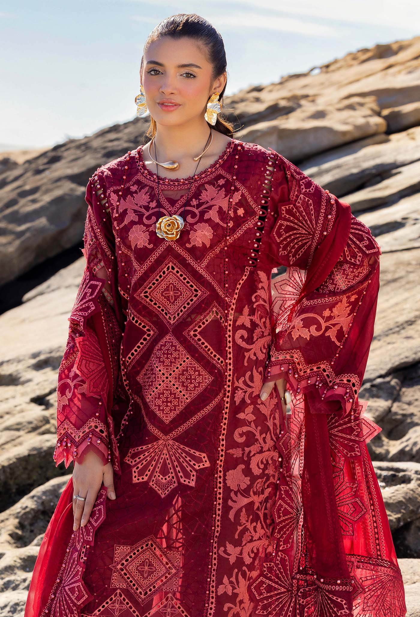 Adans Libas Lasserkari Embroidered Premium Lawn Unstitched 3 Piece - Jotey