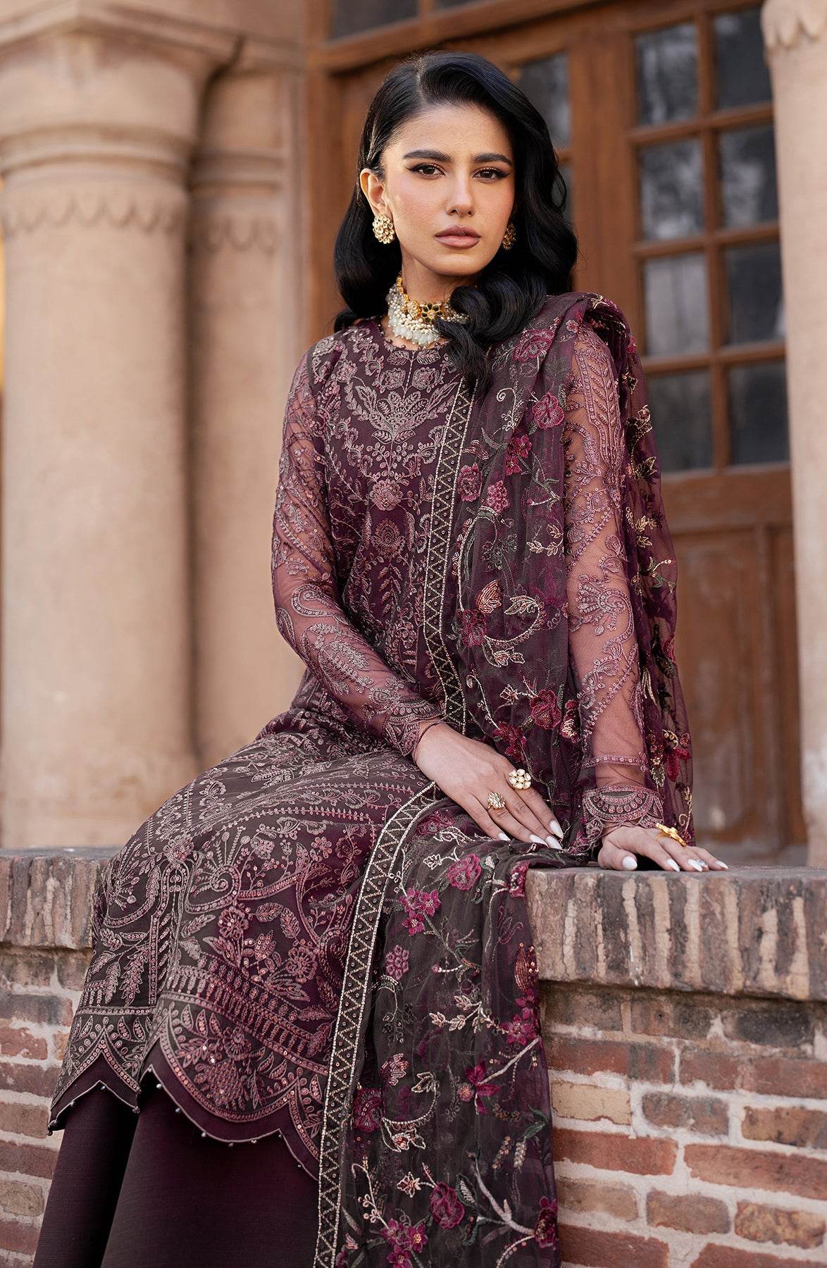 Shehnai By Zarif Embroidered Luxury Wedding Unstitched 3pcs - Jotey