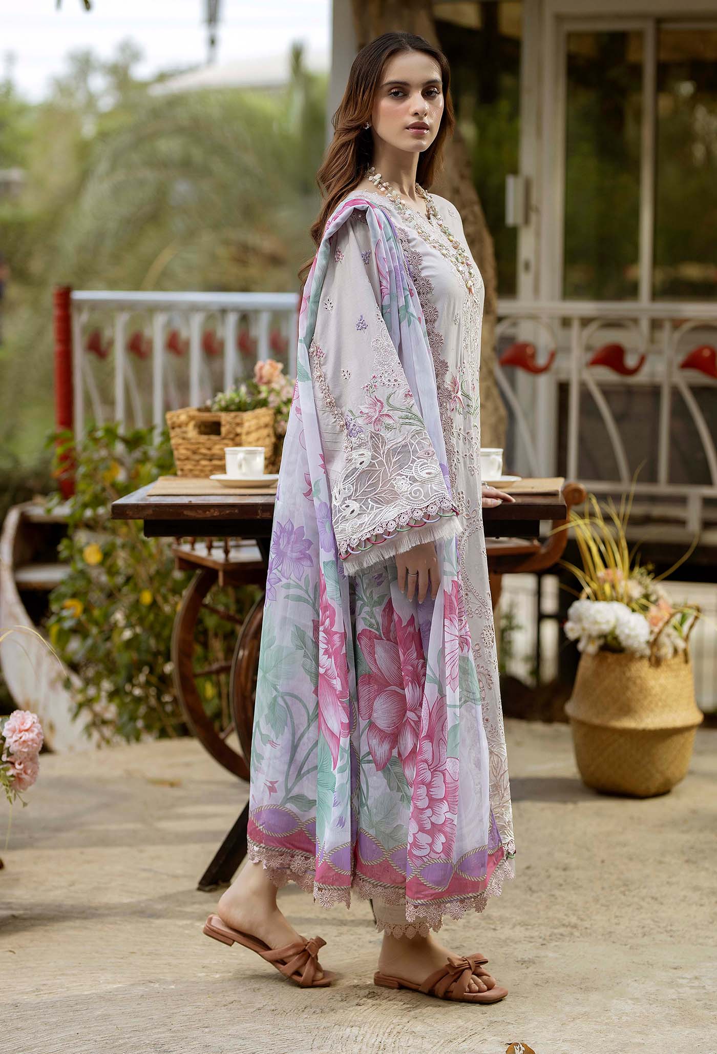 Adan's Libas Gardenia Embroiderd Unstitched Lawn 3 Piece