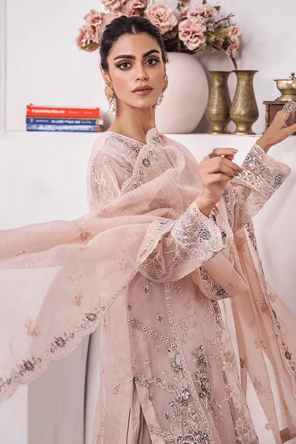 ZA Clothes MUZAYYAN Embroidered Organza Ready to wear 3pcs - Jotey