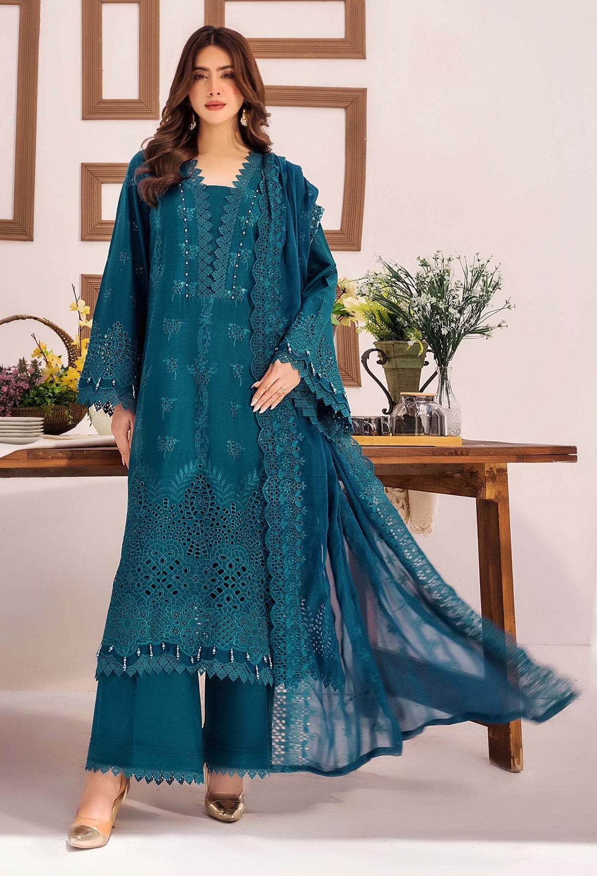 Adans Libas Stella Unstitched Chikankari Lawn 3 Piece - Jotey