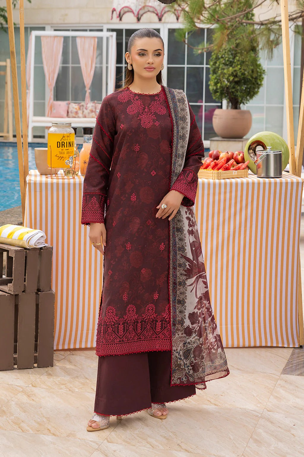 Mojito by Saad Sheikh Embroidered with Boring and Printed Lawn Unstitched 3Pcs