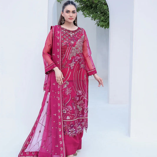 Rozal By Zebtan Embroidered Chiffon Unstitched 3pcs