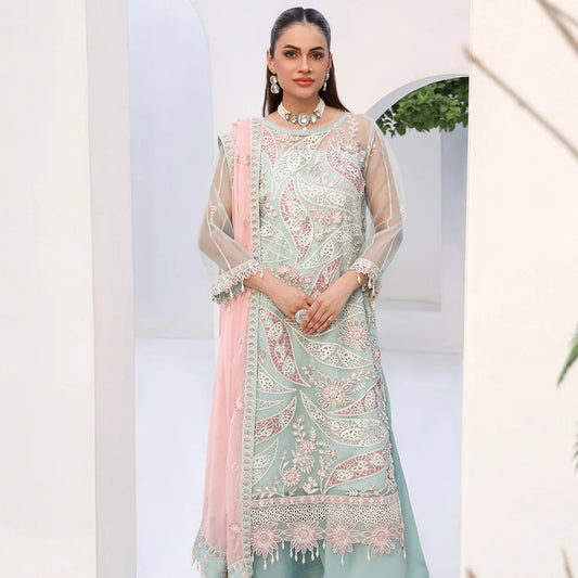 Rozal By Zebtan Embroidered Chiffon Unstitched 3pcs