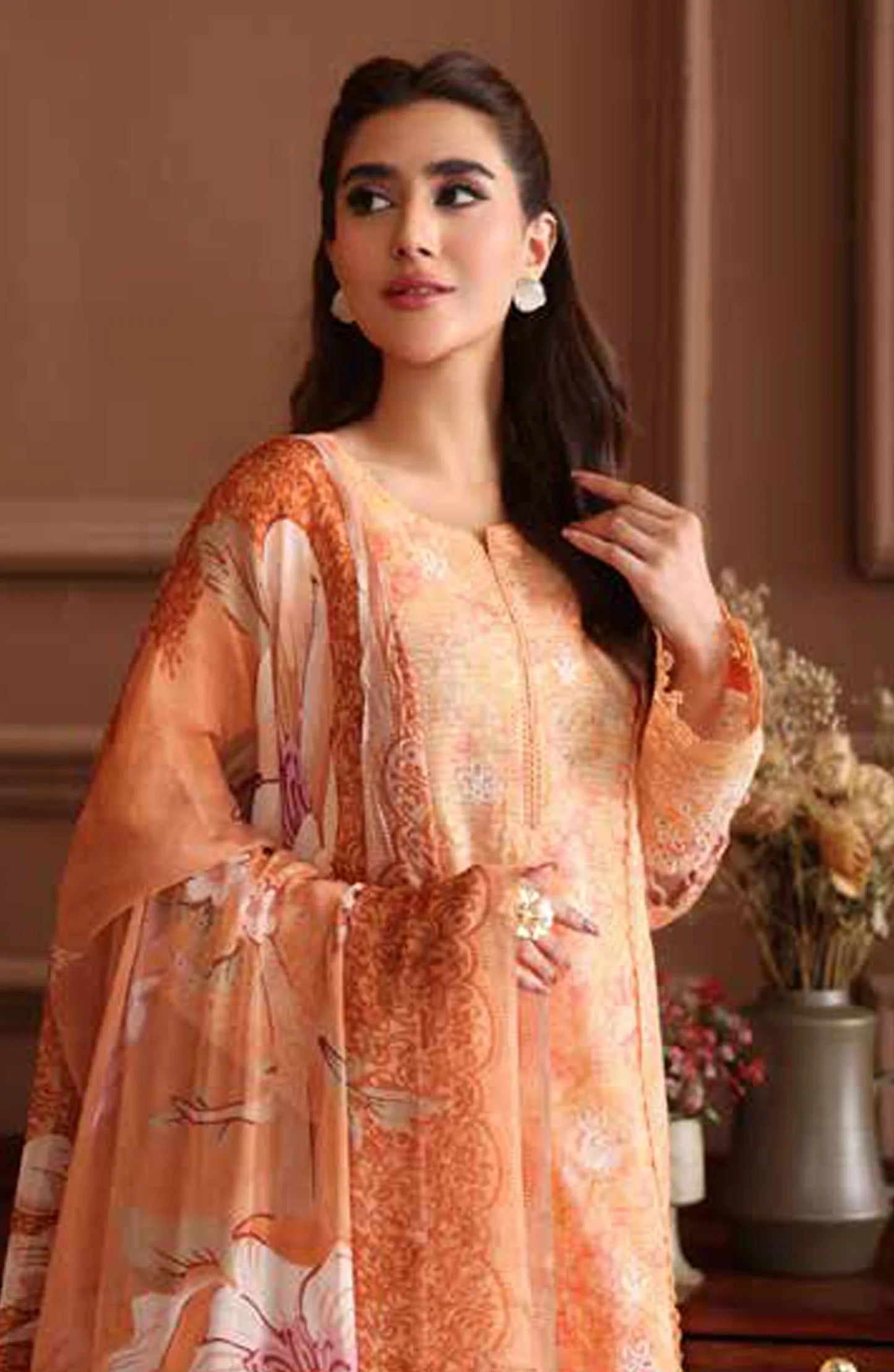 Naira By Johra Embroidered Chikankari + Printed Lawn Unstitched 3Pcs