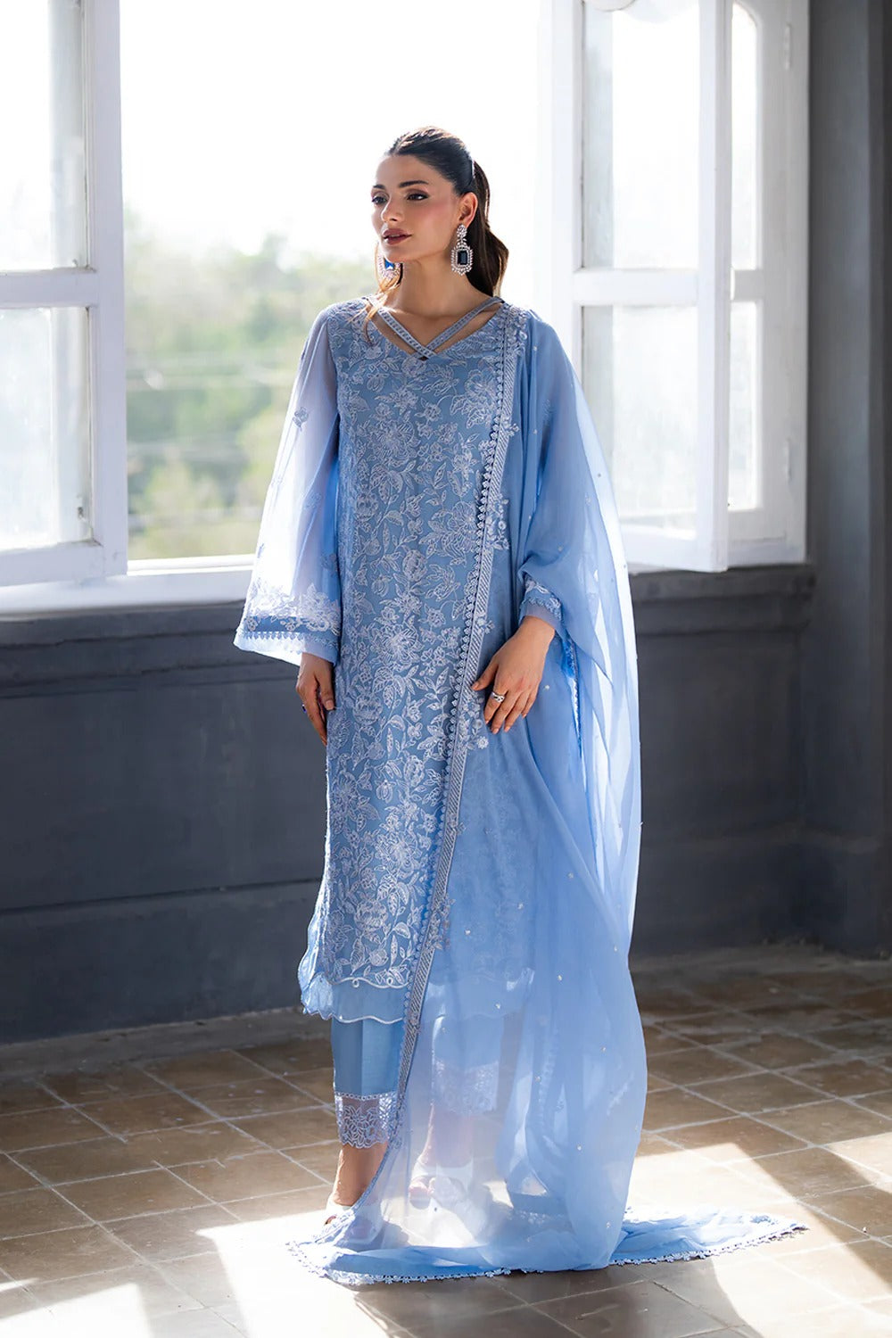 Azure Ensembles Festive Chiffon Unstitched 3Pcs