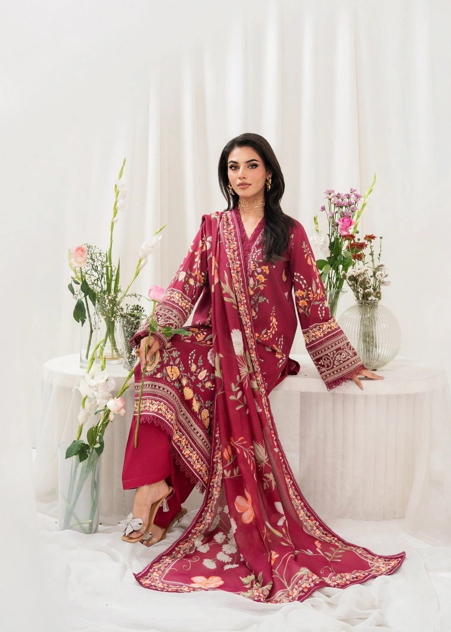 Meerak Breaking Bloom Digital Printed Lawn Unstitched 3Pcs