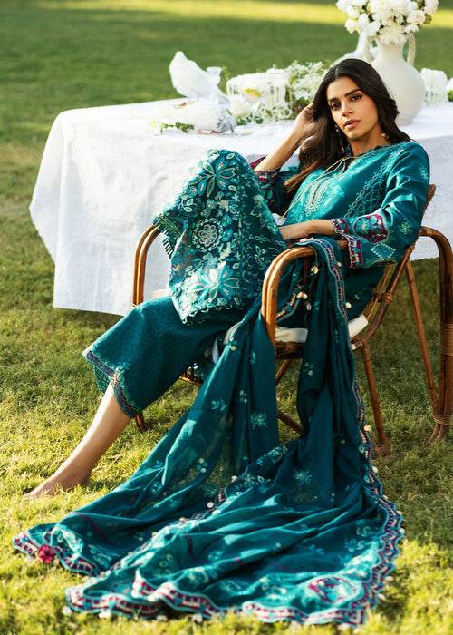 Siraa By Sadaf Fawad Khan Luxury Embroidered Lawn'25 Unstitched 3pcs - Jotey