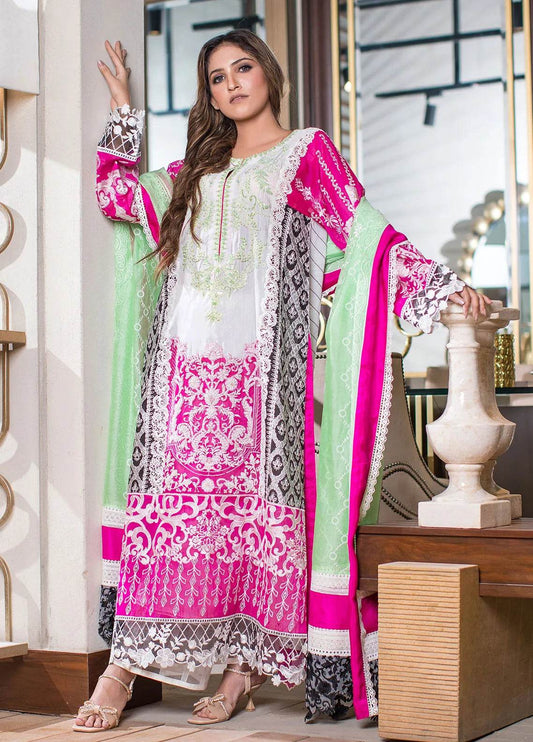 Shu Luxury Embroidered Unstitched 3Pcs - Jotey
