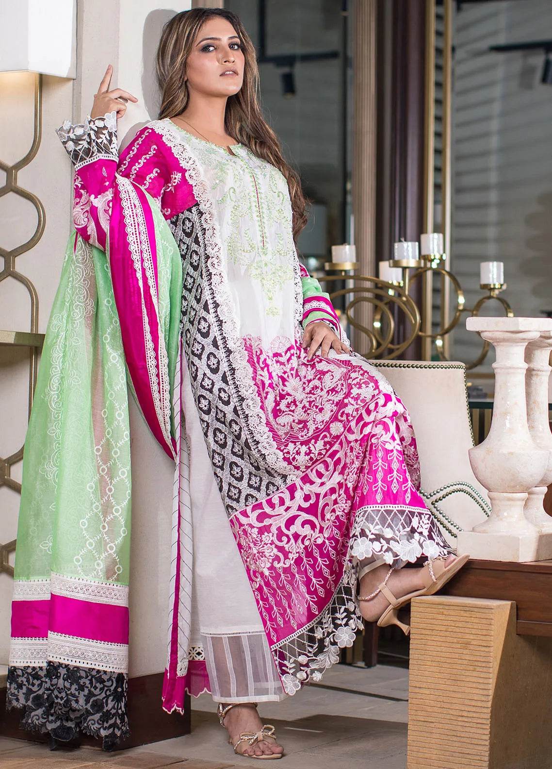 Shu Luxury Embroidered Unstitched 3Pcs - Jotey