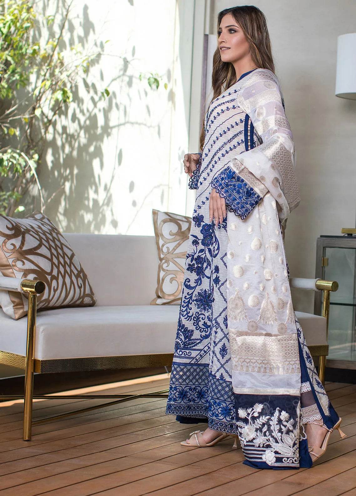 Shu Luxury Embroidered Unstitched 3Pcs - Jotey