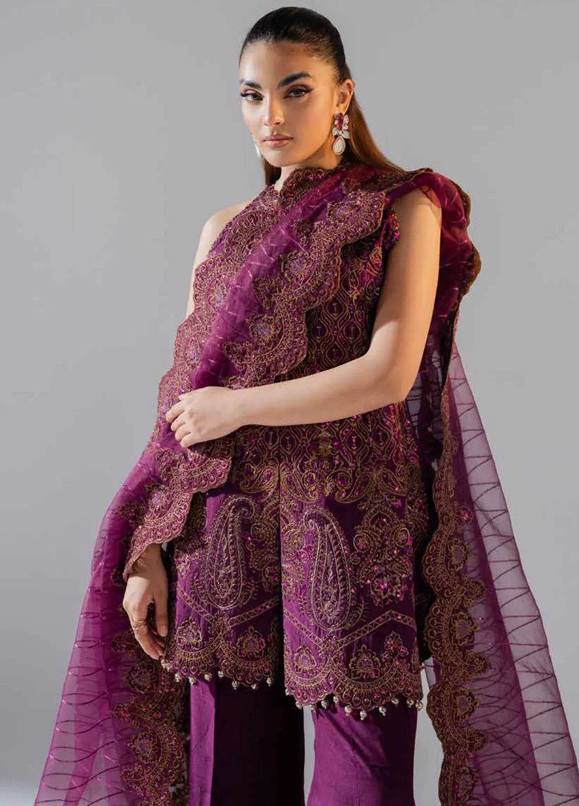 Zarez By Freesia Luxury Embroidered Unstitched 3pcs - Jotey